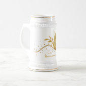 平和クリスマスのコーヒー・マグ及びコップの金ゴールドの鳩 ビールジョッキ (正面左)