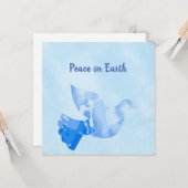 平和クリスマスカードの青い鳩 カード (正面/裏面インサイチュ)