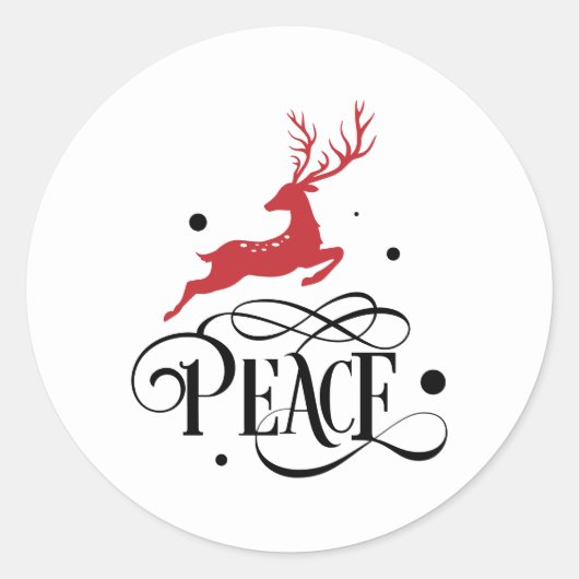 平和クリスマストナカイモダンー ラウンドシール (正面)