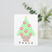 平和サインのクリスマスツリー シーズンポストカード (スタンド正面)