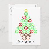 平和サインのクリスマスツリー シーズンポストカード (正面/裏面)