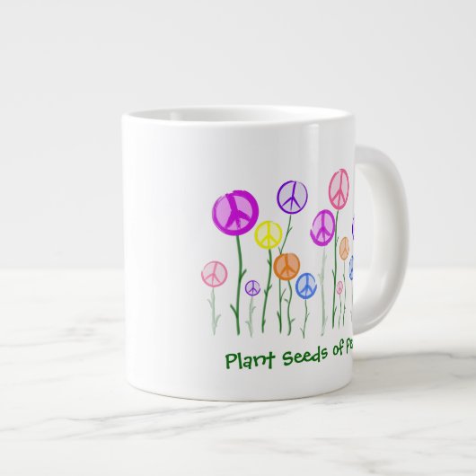 平和サインの花 ジャンボコーヒーマグカップ (正面右)