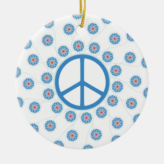 平和サインの花 セラミックオーナメント (正面)