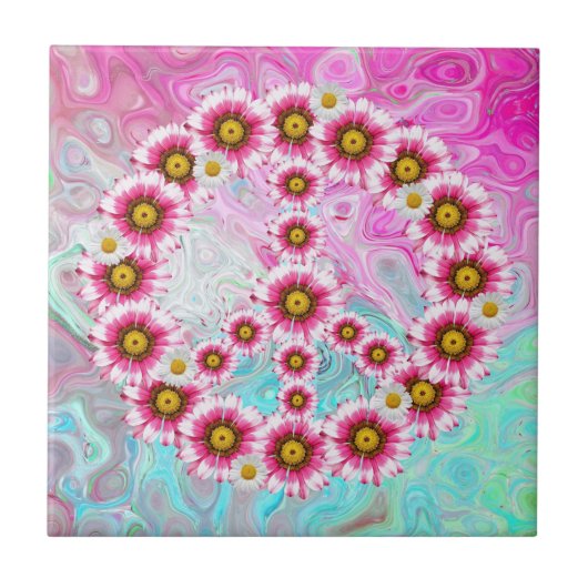 平和サインの花 タイル (正面)