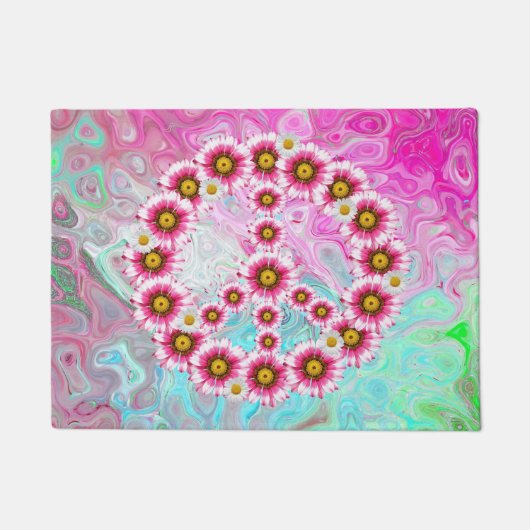 平和サインの花 ドアマット (正面)