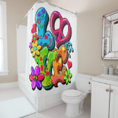 平和サインアンチ戦争ヒッピー愛をサポート シャワーカーテン (インサイチュ)