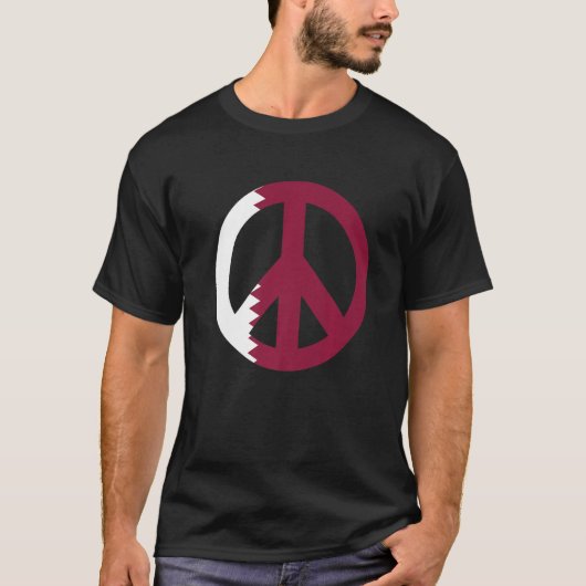 平和サインカタール国旗1 Tシャツ (正面)