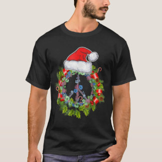 平和サインクリスマスリースギフト女男性へ性キッド Tシャツ