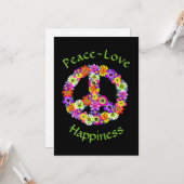 平和サインフローラ平和ラブハピネス カード (正面/裏面インサイチュ)