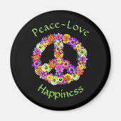 平和サインフローラ平和ラブハピネス マグネット (正面)