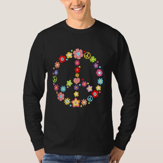 平和サイン愛の花60s 70sヒッピーの衣装 tシャツ (正面)