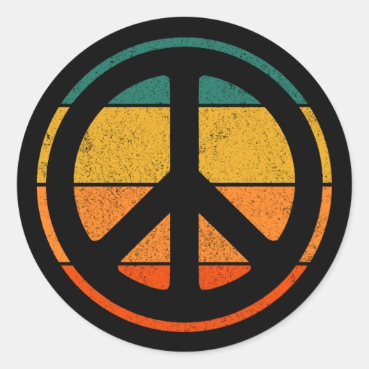 平和サイン愛60s 70sタイダイ海馬衣装クラ ラウンドシール (正面)