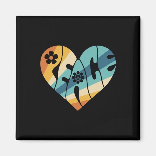 平和サイン愛60s 70s溝深いヒッピー衣装ホール マグネット (正面)