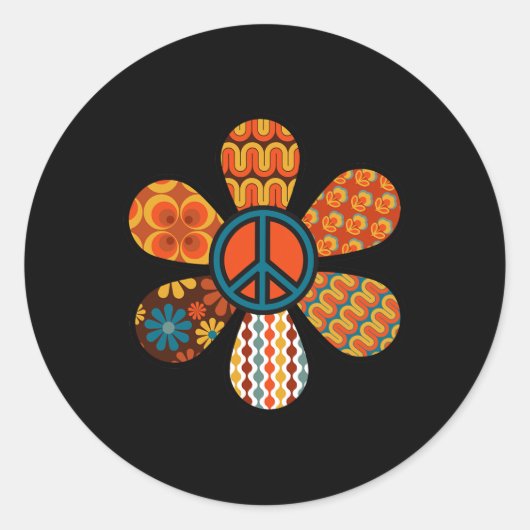 平和サイン愛60s 70s溝深いヒッピー衣装ホール ラウンドシール (正面)