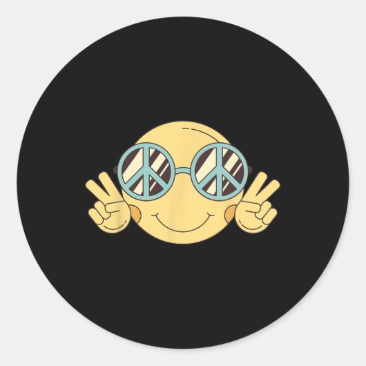 平和サイン愛60s 70s溝深いヒッピー衣装ホール ラウンドシール (正面)