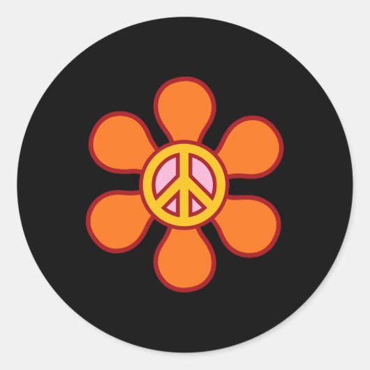 平和サイン愛60s 70s溝深いヒッピー衣装ホール ラウンドシール (正面)