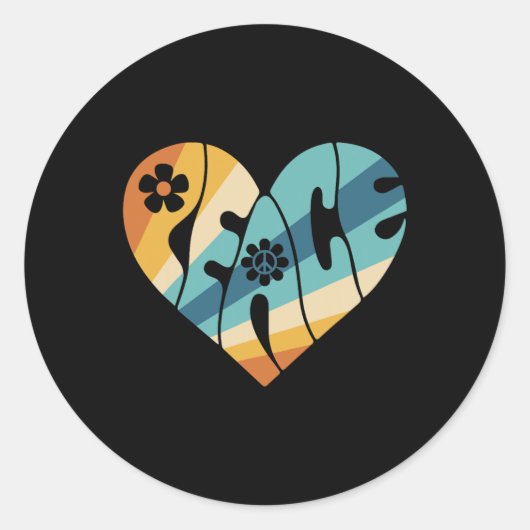 平和サイン愛60s 70s溝深いヒッピー衣装ホール ラウンドシール (正面)