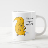 平和サイン漫画リスと鳥フィーダーおもしろい ジャンボコーヒーマグカップ (右)