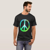 平和サイン色グラデーション光の希望の平和 Tシャツ (正面フル)