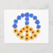 平和サイン黄色ひまわり青いコスモス花 ポストカード (正面)