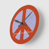 平和サイン、ヒッピー・レトロ ラウンド壁時計 (傾斜)