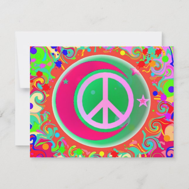 平和サイン、月、星、すべてのもの (正面)