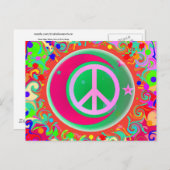 平和サイン、月、星、すべてのもの ポストカード (正面/裏面)