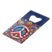 平和サイン–7月の4日 – 独立の日々 – グルービー クレジットカード栓抜き (正面アングル)