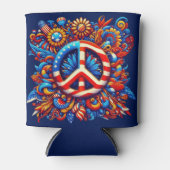 平和サイン–7月の4日 – 独立の日々 – グルービー 缶クーラー (正面)