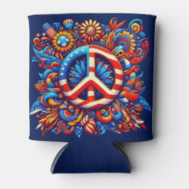 平和サイン–7月の4日 – 独立の日々 – グルービー 缶クーラー