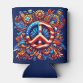 平和サイン–7月の4日 – 独立の日々 – グルービー 缶クーラー (裏面)