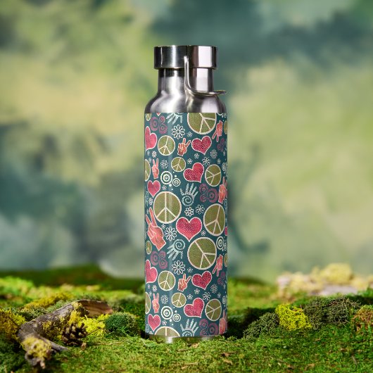 平和シンボルのヒップスター平和主義のサイン ウォーターボトル (アウトドア)