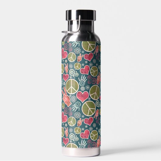 平和シンボルのヒップスター平和主義のサイン ウォーターボトル (右面)