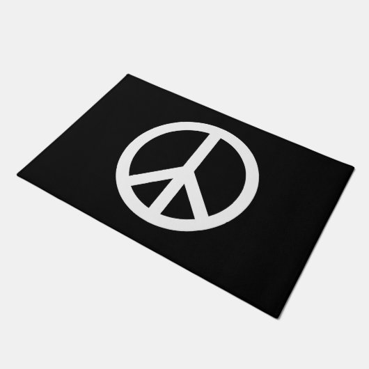 平和シンボルアンチ戦争白黒エレガントモダン ドアマット (アングル)