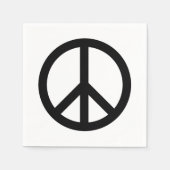 平和シンボルアンチ戦争白黒パーティー紙 スタンダードカクテルナプキン (正面)