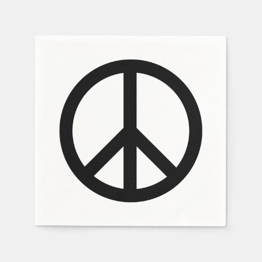 平和シンボルアンチ戦争白黒パーティー紙 スタンダードカクテルナプキン (正面)