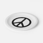 平和シンボルアンチ戦争白黒モダンパーティー ペーパープレート (アングル)