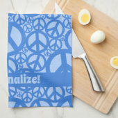 平和シンボルパターン青 キッチンタオル (四つ折り)