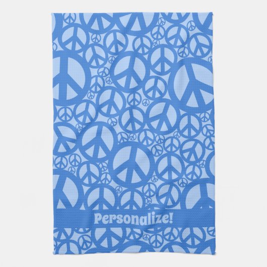 平和シンボルパターン青 キッチンタオル (縦)