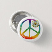 平和シンボルヒッピー愛1960sサインデイジー愛 缶バッジ (正面&裏面)