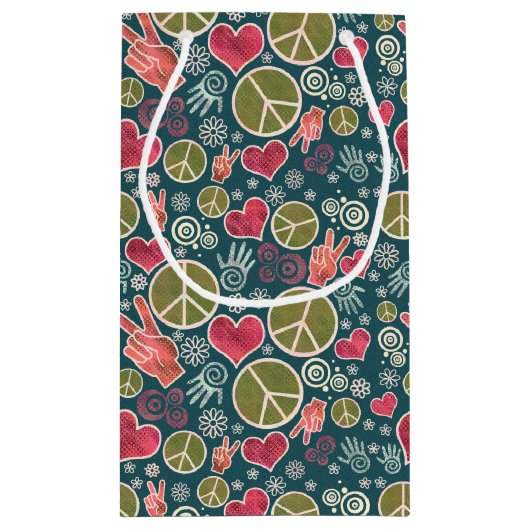 平和シンボルヒップスター平和主義サインデザインスモールギ スモールペーパーバッグ (裏面)