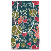 平和シンボルヒップスター平和主義サインデザイン スモールペーパーバッグ (正面)