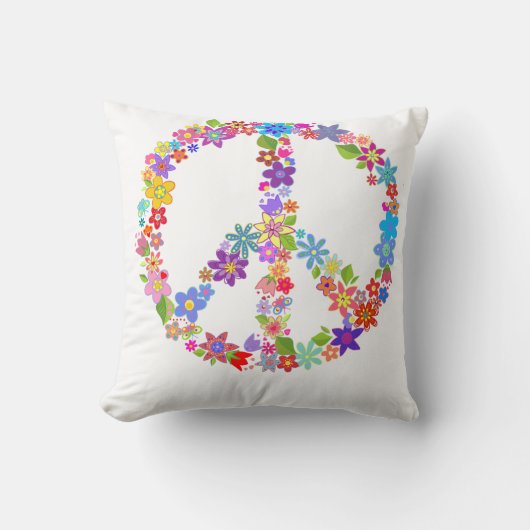 平和シンボルフラワーパワーカラフルデザイン クッション (正面)