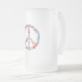 平和シンボルフラワーパワーカラフルデザイン フロストグラスビールジョッキ (正面右)