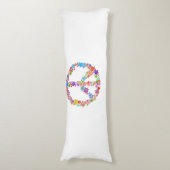 平和シンボルフラワーパワーカラフルデザイン ボディピロー (正面縦)