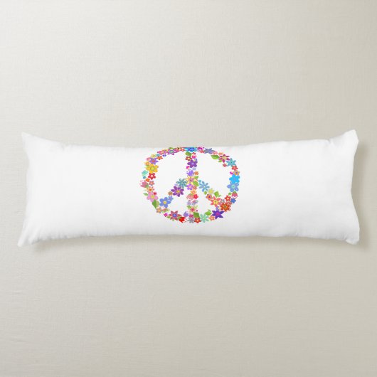 平和シンボルフラワーパワーカラフルデザイン ボディピロー (正面)