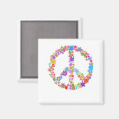 平和シンボルフラワーパワーカラフルデザイン マグネット (正面/裏面)