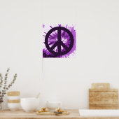 平和シンボル付き紫色の絞り染め ポスター (キッチン)