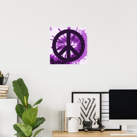 平和シンボル付き紫色の絞り染め ポスター (ホームオフィス)