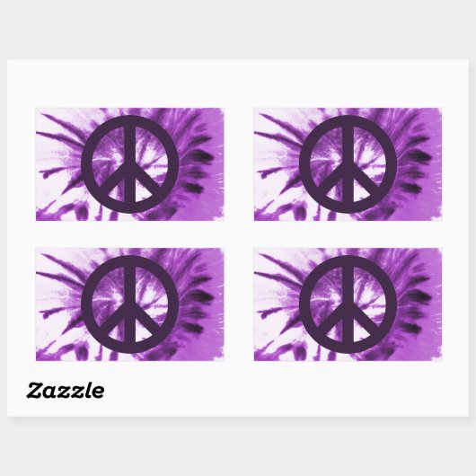 平和シンボル付き紫色の絞り染め 長方形シール (シート)
